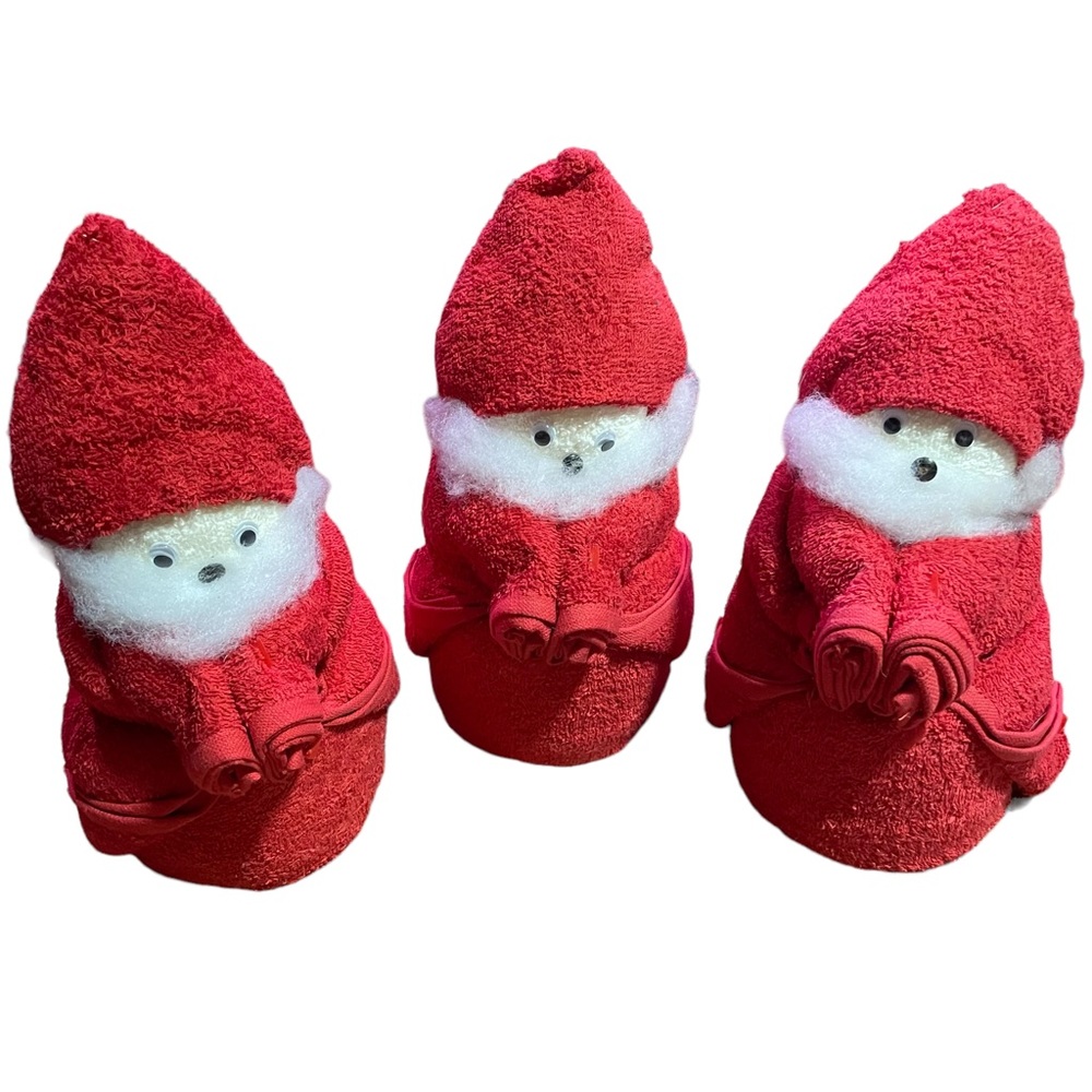 CHRISTMAS SANTA ORIGAMI TOWELS SET OF 3 BATHROOM DECOR